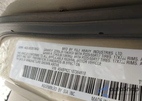 2008 Subaru Outback 2.5I Limited/2.5I Limited L.l. Bean Edition z USA, uszkodzony, nr VIN 4S4BP62C187364618